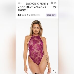 Sexy Queen Savage X Fenty Chantilly Lace Teddy Lingerie Rose Gold Hardware GIFT